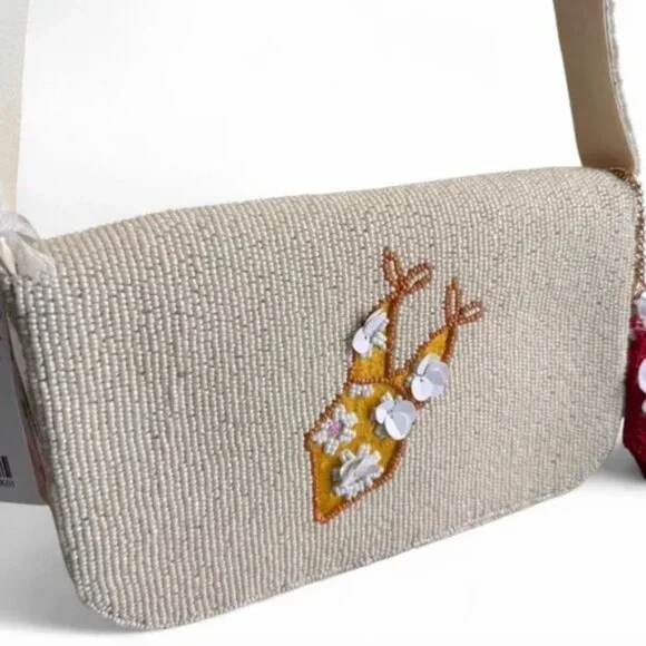 Bikini Swimsuit Beaded Shoulder Bag Handcrafted In India w Charm NWT - Picture 4 of 6